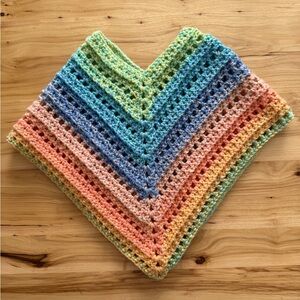 Rainbow Toddler Girl Crochet Poncho
